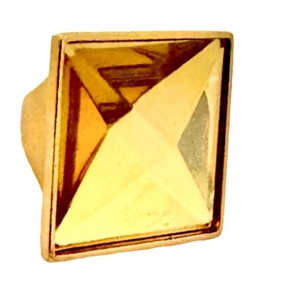 KATE SPADE • Gold Set In Stone Citrine Yellow Crystal Cocktail Ring - Picture 1 of 9